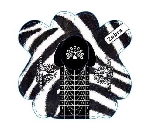 Форми для нарощування нігтів GLOBAL FASHION 30шт/уп. Zebra