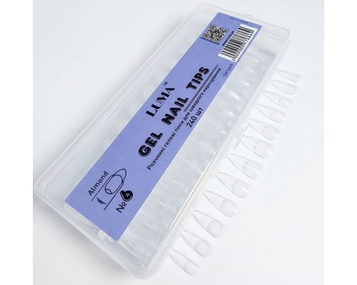 Luma Gel nail tips №06 Almond, гелеві тіпси розчинні,ф-ма Мигдаль, 240 шт/уп