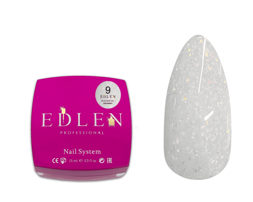 Edlen Builder Gel №09 Shimmer Гель для нарощування (молочний з кольоровими блискітками) 15 мл.