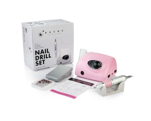 Фрезер BUCOS ZS-705 PINK PROFESSIONAL (65W/35000 об.) укр. посібник (+ 6 покращених фрез), 3 міс.гар