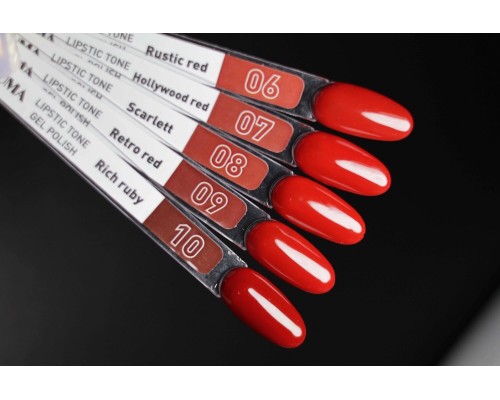 Luma №008 Lipstic tone Scarlett Lipstic tone gel polish 10ml (червона колекція)
