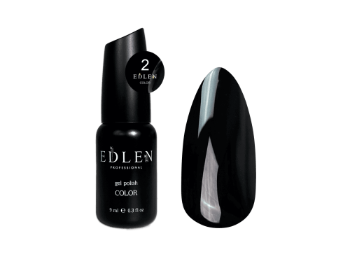 EDLEN Color Гель-лак №002 (чорний, емаль), 9 мл