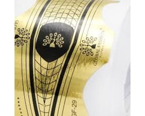 Форми для нарощування нігтів GLOBAL FASHION 300шт/уп GF-29 золоті "стилет+мигдаль" 2в1